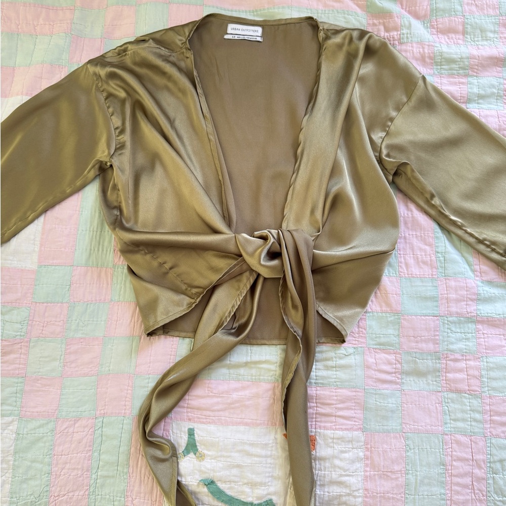 Elegant Sage Green Tie-Front Top